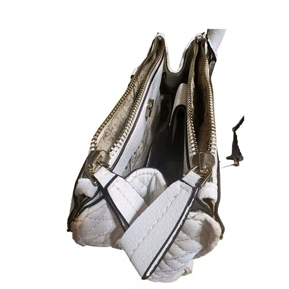 Guess White Vegan Leather Handbag Double Zipper Purse EST. 1982 LA - Picture 13 of 14